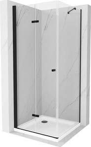 Mexen Lima, zuhanykabin 100 (ajtó) x 100 (fal) cm, 6mm átlátszó üveg, fekete profil + SLIM zuhanytálca 5cm, 856-100-100-70-00-4010B