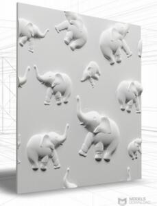 Loft-3D Dekor-14 falpanel beltéri festhető gipsz 3d dekor falpanel fehér elefánt