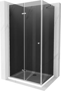 Mexen Lima, zuhanykabin összecsukható ajtóval 80 (ajtó) x 70 (fal) cm, 6mm szürke üveg, króm profil + vékony zuhanytálca fehér + króm szifon, 856-080-070-01-40-4010