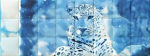 Leopard kék állatos design dekor nyomtatott műbőr falvédő (200x75 cm), ágy mögé falburkolat