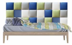 Műbőr falvédő-76 faldekoráció, ágy mellé (200x75 cm) Kerma falpanelekből, kék, zöld, fehér, szürke
