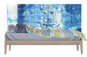 Leopard kék állatos design dekor nyomtatott műbőr falvédő (200x75 cm), ágy mögé falburkolat