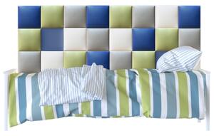 Műbőr falvédő-76 faldekoráció, ágy mellé (200x75 cm) Kerma falpanelekből, kék, zöld, fehér, szürke
