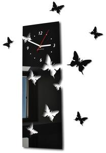 Öntapadós óra pillangó mintával Fekete