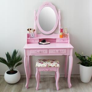Modern fésülködőasztal rózsaszín székkel