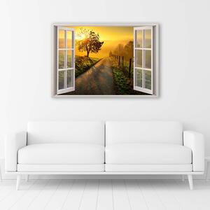 Gario Vászonkép Ablak - naplemente az út felett Méret: 60 x 40 cm