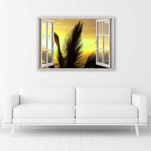 Gario Vászonkép Ablak - pálmafák Méret: 60 x 40 cm