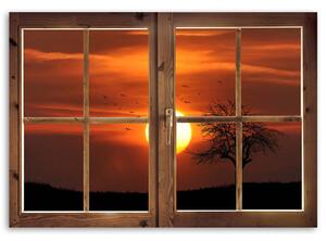 Gario Vászonkép Ablak - naplemente Méret: 60 x 40 cm