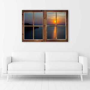 Gario Vászonkép Ablak - naplemente a víz felett Méret: 60 x 40 cm