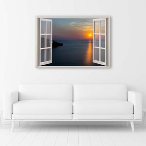 Gario Vászonkép Ablak - naplemente az öböl felett Méret: 60 x 40 cm