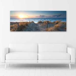 Gario Vászonkép Naplemente a tengerparti strandon, a tengerparton Méret: 90 x 30 cm