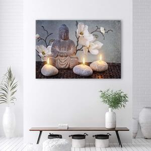 Gario Vászonkép Buddha és gyertyák Méret: 60 x 40 cm, Kivitelezés: Vászonkép