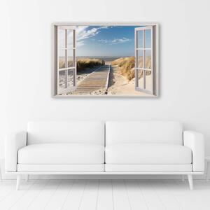 Gario Vászonkép Ablak út egy szép strandhoz Méret: 60 x 40 cm