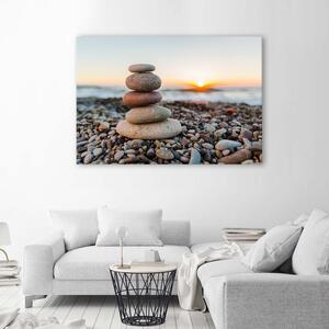 Gario Vászonkép Zen kövek a tengerparton Méret: 60 x 40 cm