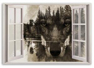 Gario Vászonkép Farkas az ablakban Méret: 60 x 40 cm
