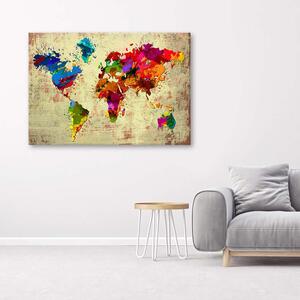 Gario Vászonkép Színes világtérkép Méret: 60 x 40 cm