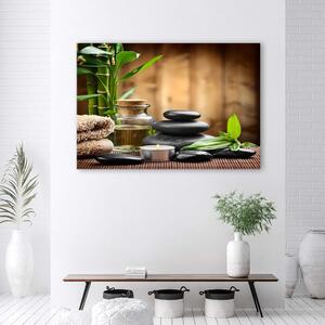Gario Vászonkép Zen kompozíció fekete kövekbol és bambuszból Méret: 60 x 40 cm