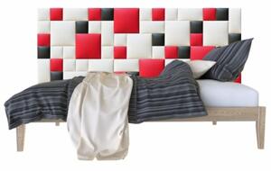 Műbőr falvédő-22 faldekoráció, házilag felrakható (200x75 cm) piros, fehér, fekete falpanelekből