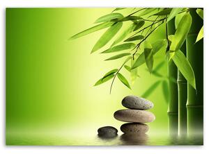 Gario Vászonkép Zen kövek és bambusz zöld háttéren Méret: 60 x 40 cm