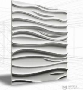 Loft-3D Dekor-27 beltéri festhető gipsz 3d dekor falpanel fehér hullámos