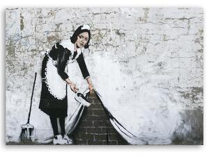 Gario Vászonkép Banksy szobalány - street art falfestmény Méret: 60 x 40 cm