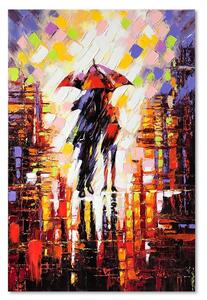 Gario Vászonkép Pár az esoben egy esernyo alatt Méret: 40 x 60 cm