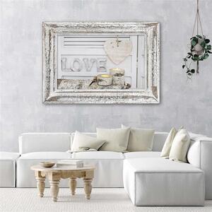 Gario Vászonkép Otthon és szív nyírfa tónusokban Méret: 60 x 40 cm