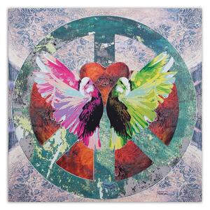 Gario Vászonkép Békejel és madarak Méret: 30 x 30 cm