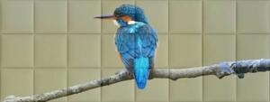 Madárka kék madár természet nyomtatott műbőr falvédő (200x75 cm)