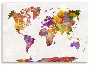 Gario Vászonkép Akvarell foltok világtérkép Méret: 60 x 40 cm