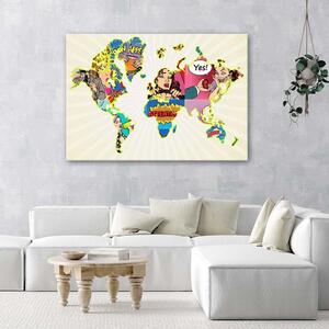 Gario Vászonkép Pop art világtérkép Méret: 60 x 40 cm