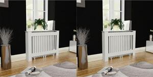 2 db fehér szerelt fa radiátorburkolat 112 cm