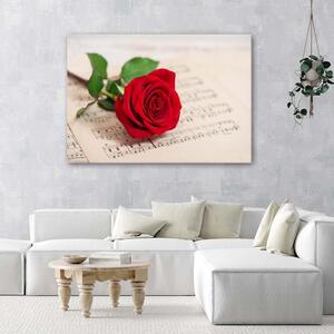 Gario Vászonkép Rózsa a zenei jegyzeteken Méret: 60 x 40 cm