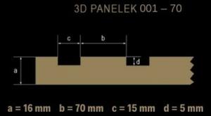 LEER-001-70 bordázott festhető lamellás falpanel, beltéri lamella burkolat (68x200cm)