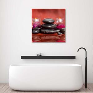 Gario Vászonkép Fekete zen kövek piros háttéren Méret: 30 x 30 cm