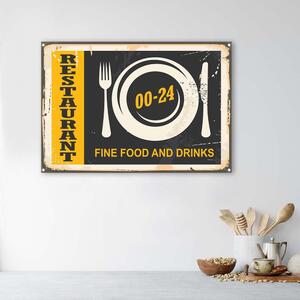 Gario Vászonkép Tábla retro étterem nyitva tartása Méret: 60 x 40 cm