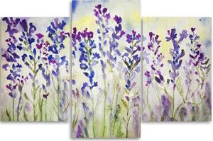 Gario Vászonkép Lila és kék virágok - 3 részes Méret: 60 x 40 cm