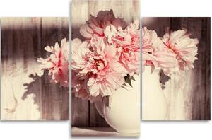 Gario Vászonkép Vintage virágok vázában - 3 részes Méret: 60 x 40 cm