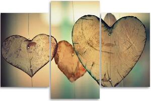 Gario Vászonkép Fából készült szívek - 3 részes Méret: 60 x 40 cm