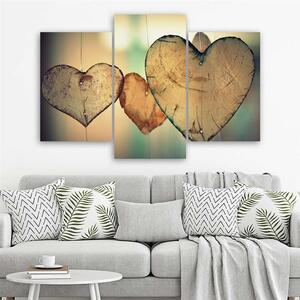 Gario Vászonkép Fából készült szívek - 3 részes Méret: 60 x 40 cm