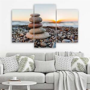 Gario Vászonkép Zen kövek a tengerparton - 3 részes Méret: 60 x 40 cm