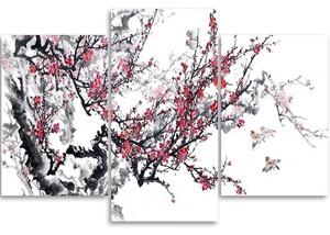 Gario Vászonkép Japán cseresznyevirágok - 3 részes Méret: 60 x 40 cm