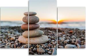 Gario Vászonkép Zen kövek a tengerparton - 3 részes Méret: 60 x 40 cm