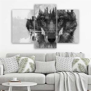 Gario Vászonkép Fekete farkas absztrakt - 3 részes Méret: 60 x 40 cm