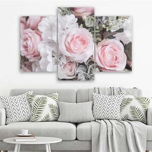 Gario Vászonkép Rózsaszín rózsák - 3 részes Méret: 60 x 40 cm