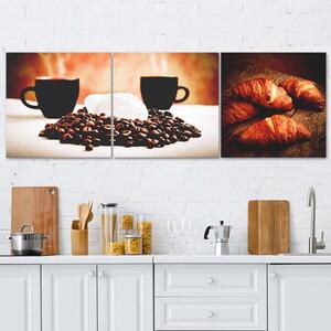 Gario Vászonképek készlet Kávé és croissantok - 3 részes Méret: 90 x 30 cm