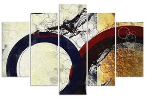 Gario Vászonkép Sötét karikák - 5 részes Méret: 100 x 70 cm