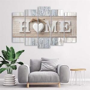 Gario Vászonkép A Home felirat különbözo fafajták hátterében - 5 részes Méret: 100 x 70 cm
