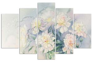 Gario Vászonkép Fehér virágcsokor - 5 részes Méret: 100 x 70 cm