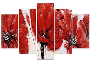 Gario Vászonkép Piros virágok - 5 részes Méret: 100 x 70 cm